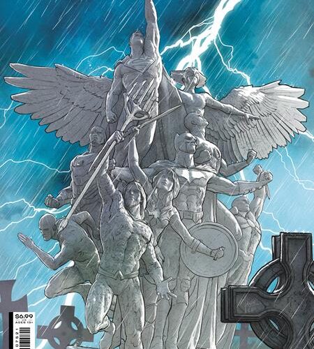 0222DC048 JUSTICE LEAGUE #75 CVR B MIKEL JANIN CARD STOCK VAR ( DEATH OF THE JUSTICE LEAGUE )