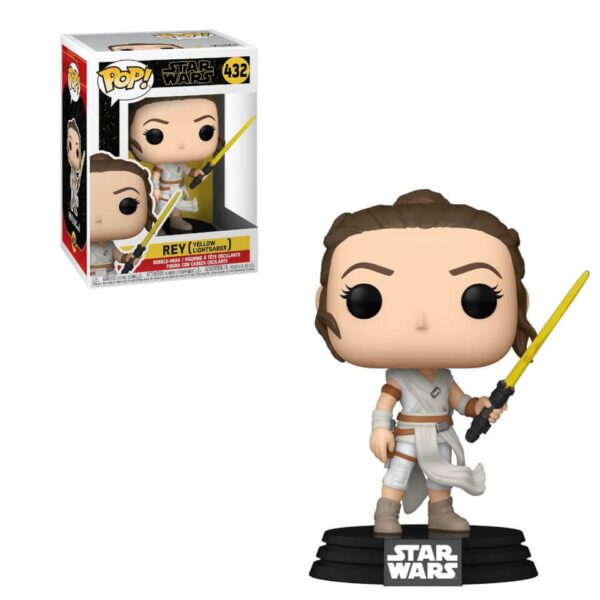 POP STAR WARS SWEP9 REY W/ YELLOW SABER VINYL FIG