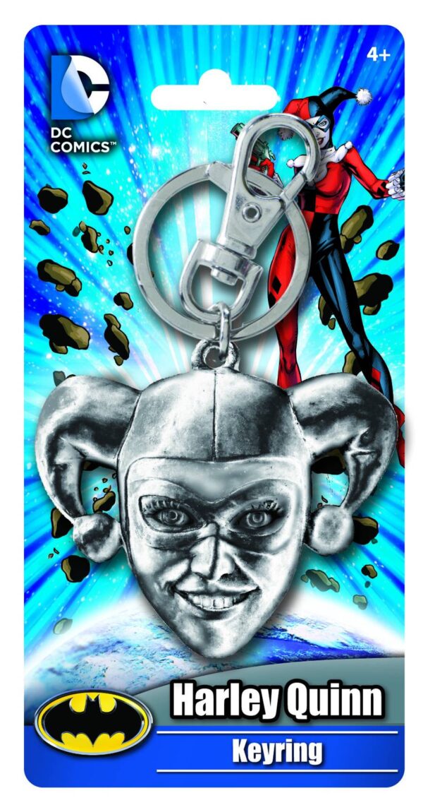 DC COMICS HARLEY QUINN HEAD PEWTER KEYRING