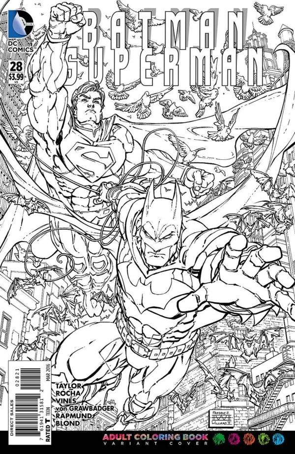 BATMAN SUPERMAN #28 ADULT COLORING BOOK VAR ED