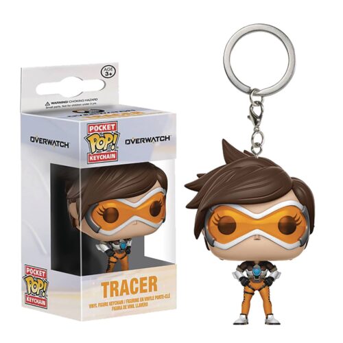 STL054527 POCKET POP OVERWATCH TRACER FIG KEYCHAIN
