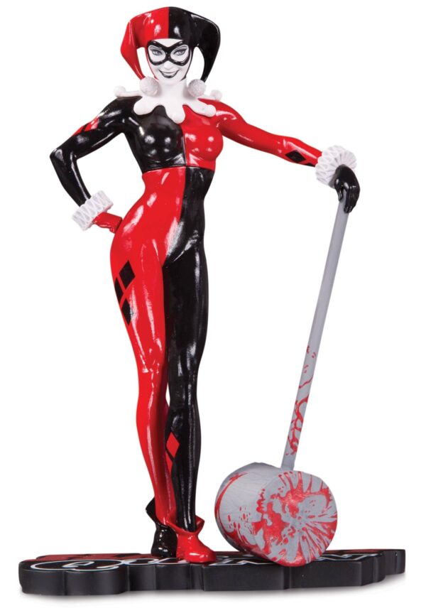STL134987 HARLEY QUINN RED WHITE AND BLACK STATUE BY ADAM HUGHES