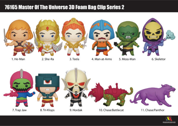 MASTERS OF THE UNIVERSE S2 24PC 3D FOAM BAG CLIP