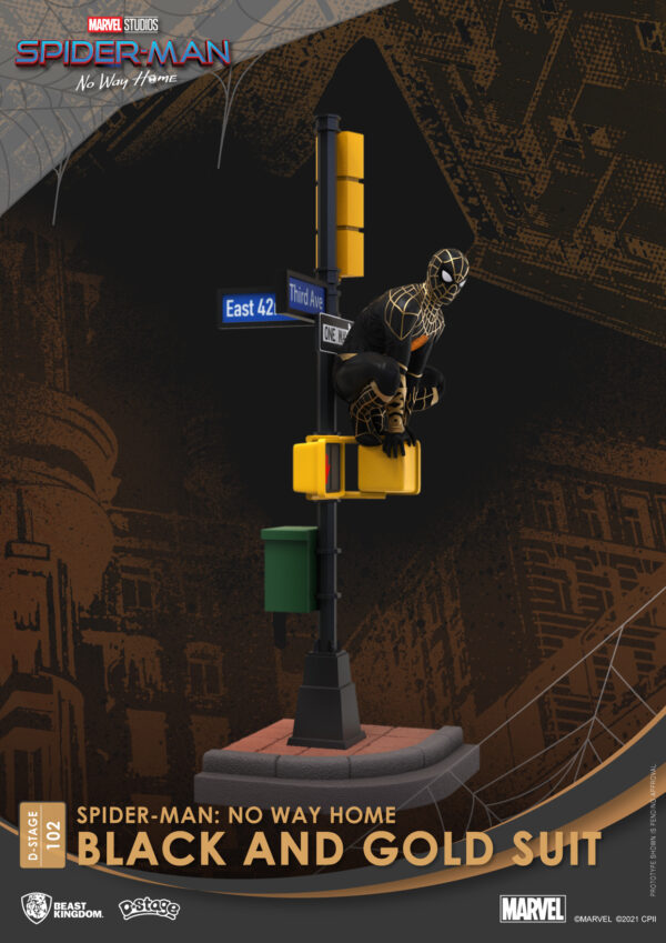 STL220174_1 SPIDER-MAN NO WAY HOME DS-102 BLACK & GOLD SUIT 6IN STATUE