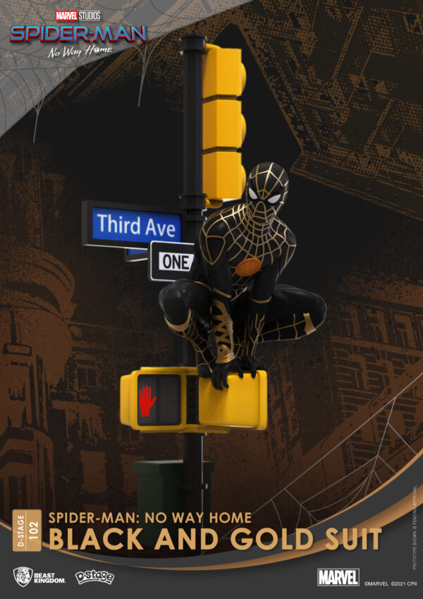 STL220174_2 SPIDER-MAN NO WAY HOME DS-102 BLACK & GOLD SUIT 6IN STATUE