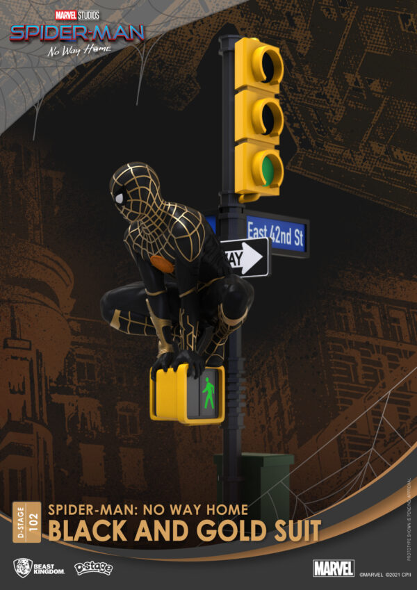 STL220174_3 SPIDER-MAN NO WAY HOME DS-102 BLACK & GOLD SUIT 6IN STATUE