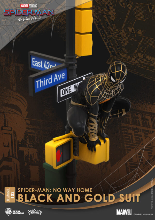 STL220174_4 SPIDER-MAN NO WAY HOME DS-102 BLACK & GOLD SUIT 6IN STATUE