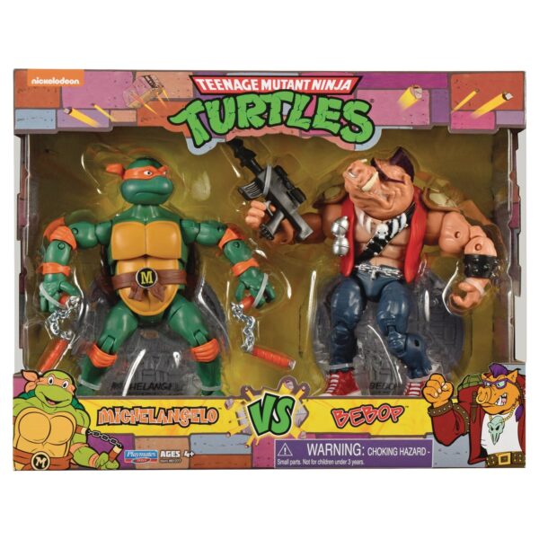 STL230566 TMNT CLASSIC MIKEY VS BEBOP 2PK AF