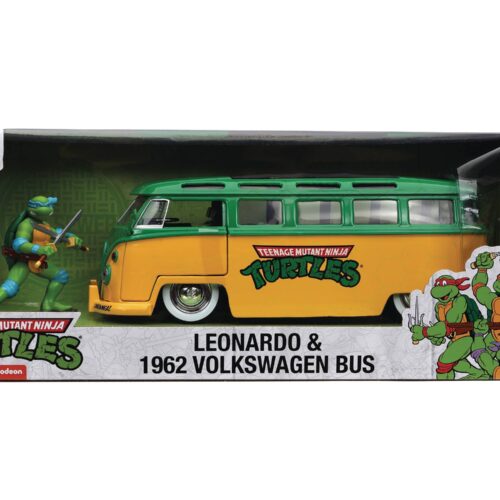 STL259661 HWR 1962 VW BUS W/TMNT LEONARDO FIG 1/24 DIE-CAST VEH