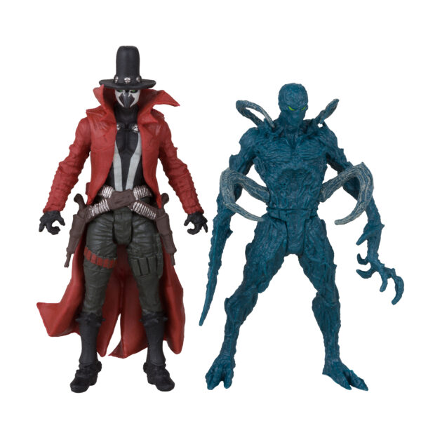 STL265579_4 SPAWN WV1 GUNSLINGER & AUGER 3IN AF W/COMIC 2PK