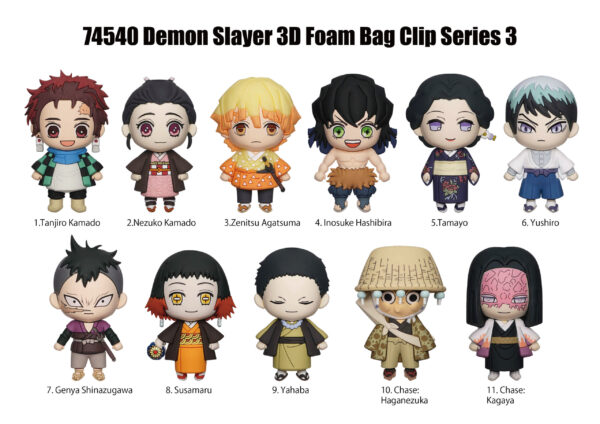 DEMON SLAYER 24PC SERIES 3 3D FOAM BAG CLIP ( EACH )