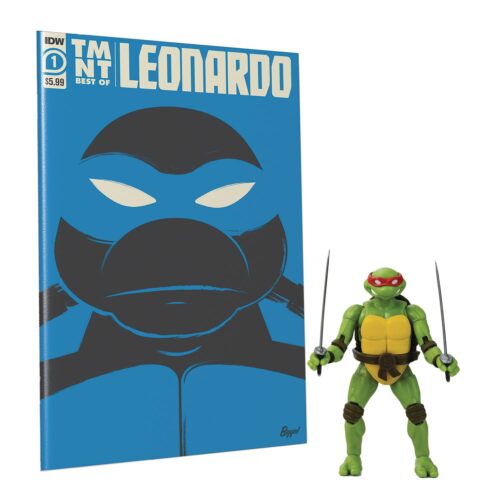 STL270195 TMNT BEST OF LEONARDO IDW COMIC BOOK & BST AXN 5IN AF