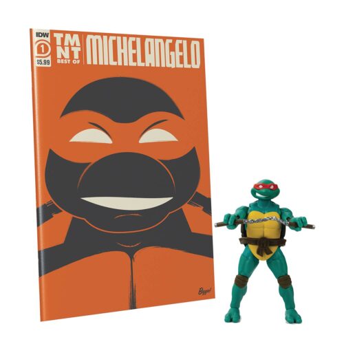 STL270203 TMNT BEST OF MICHANGELO IDW COMIC BOOK & BST AXN 5IN AF