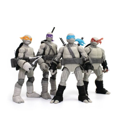 STL278246 TMNT BST AXN 4PK SDCC 2023 TURTLES COMIC B&W 4PK 5IN FIG
