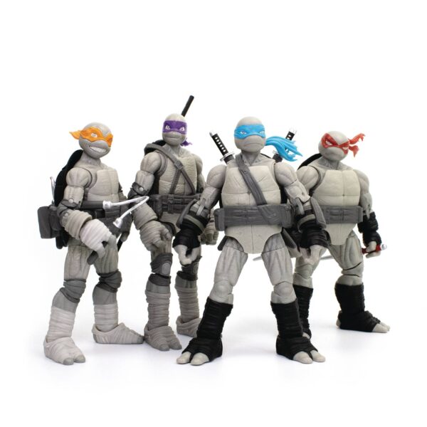 TMNT BST AXN 4PK SDCC 2023 TURTLES COMIC B&W 4PK 5IN FIG