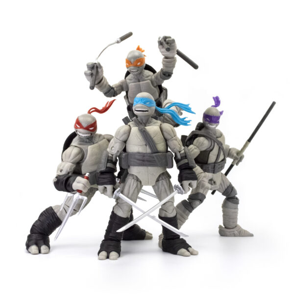 TMNT BST AXN 4PK SDCC 2023 TURTLES COMIC B&W 4PK 5IN FIG