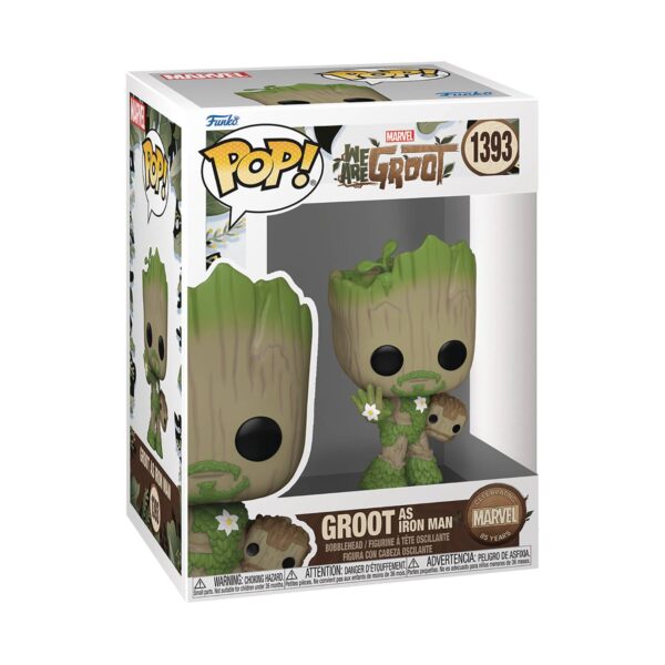 STL303553 POP MARVEL WE ARE GROOT IRON MAN VIN FIG