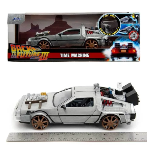 BTTF TIME MACHINE W/ RAIL WHEELS 1/24 DIE-CAST VEHICLE