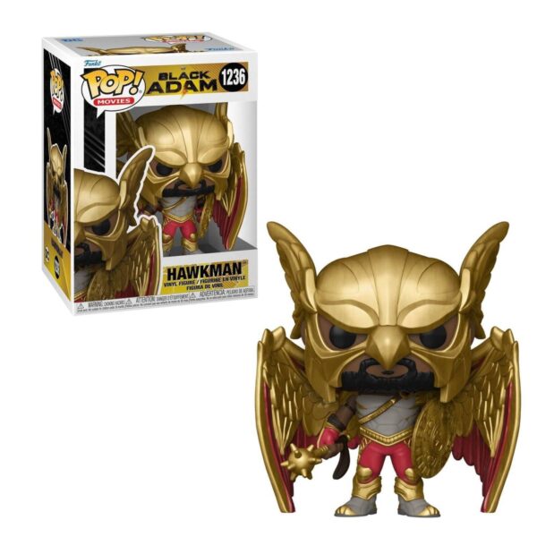 POP DELUXE BLACK ADAM HAWKMAN VIN FIG ( DAMAGED BOX / FIGURE IN PERFECT CONDITION )