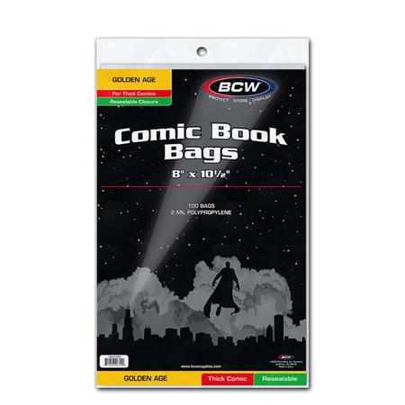 1111BW854 RESEALABLE GOLDEN COMIC BAGS THICK (PACK OF 100)