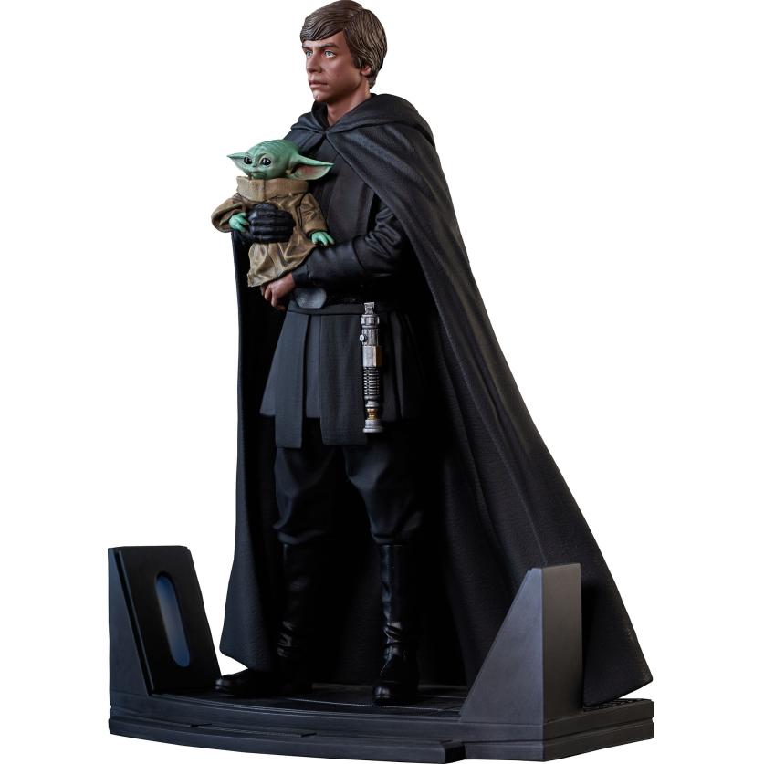 STL222275_3 STAR WARS PREMIER COLLECTION MANDALORIAN LUKE & GROGU STATUE