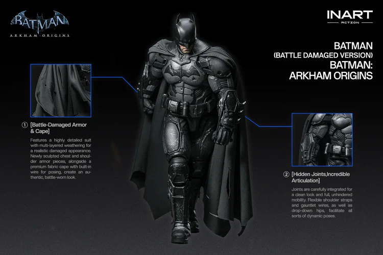 PRE ORDER INART Collectibles - Batman: Arkham Origins - 1/12 Scale Batman (Battle Damaged Version)