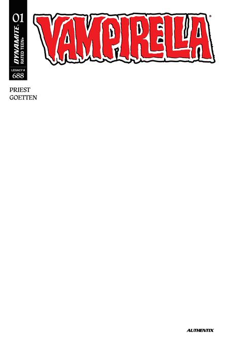 0226DE0780 ARTIST ALLEY : VAMPIRELLA (2026) #1 CVR F BLANK AUTHENTIX