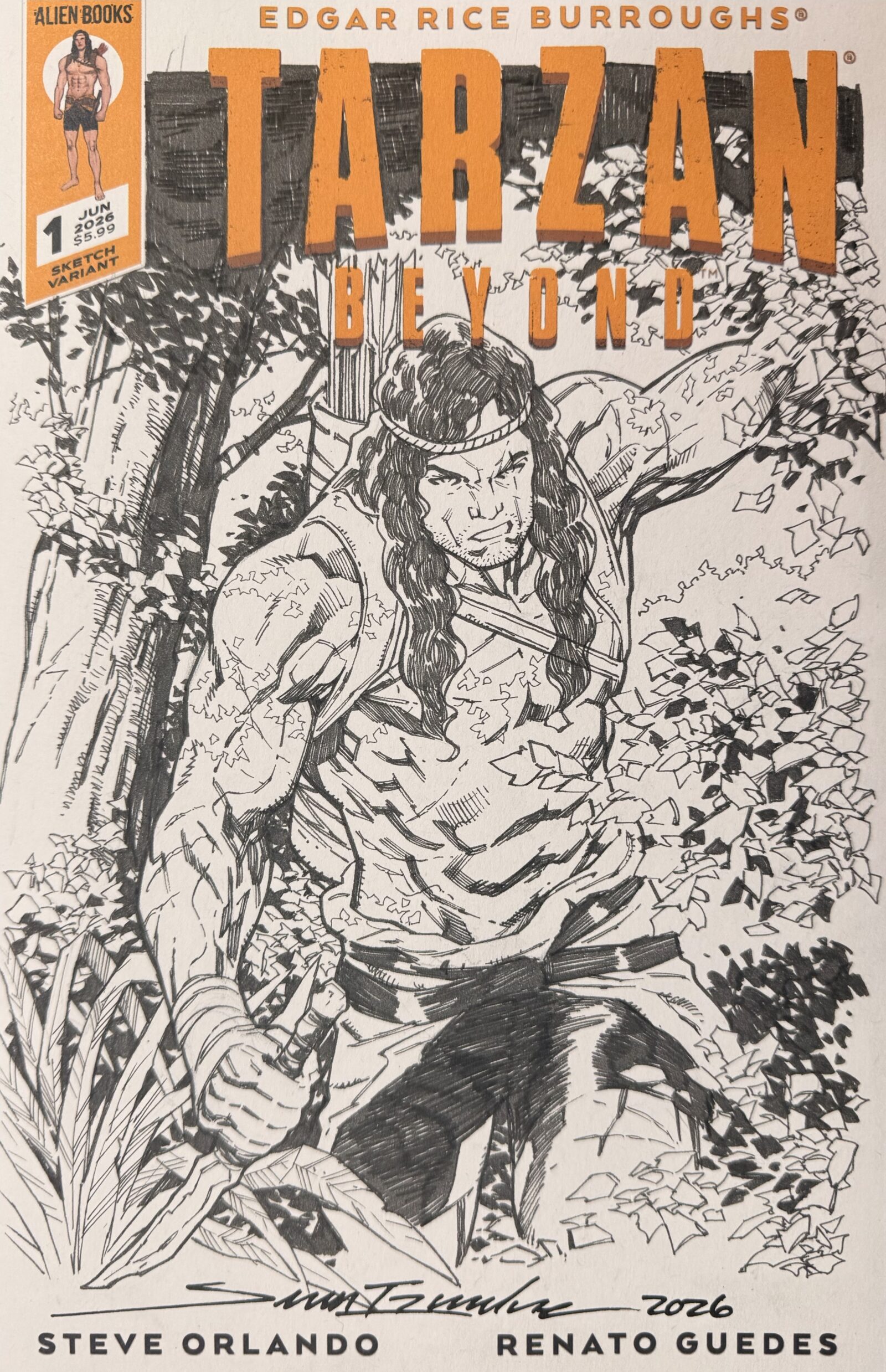 ITarzan 1 SI Tarzan Beyond #1 (Sketch Variant) Signed and Drawn by Sean Izaakse 1 of 1