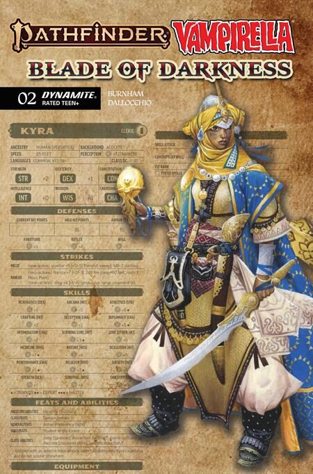 0926DE0700 PATHFINDER VAMPIRELLA BLADE OF DARKNESS #2 CVR C WAYNE REYNOLDS CHARACTER SHEET VAR