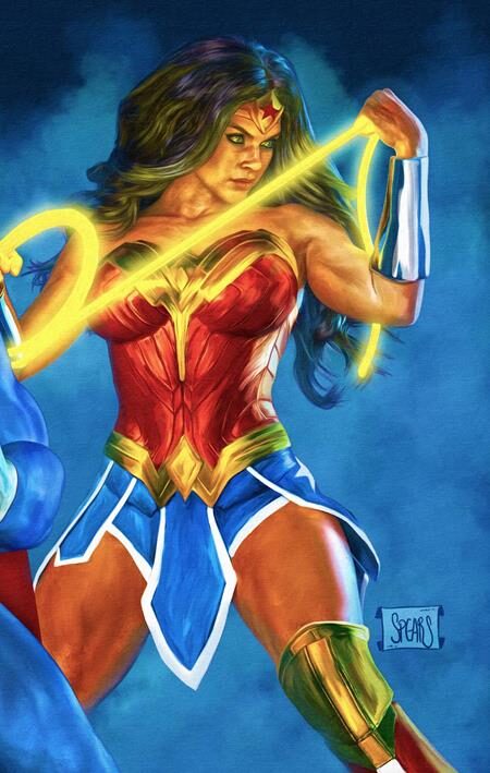 1026DC0122 JUSTICE LEAGUE UNLIMITED #26 CVR D MARK SPEARS 3-PART CONNECTING WONDER WOMAN CARD STOCK VAR