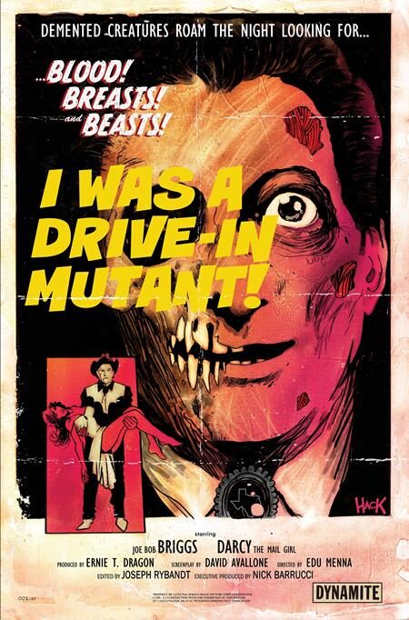 1026DE0670 MONSTERVISION FEATURING JOE BOB BRIGGS AND DARCY #1 CVR F ROBERT HACK METAL PREMIUM VAR