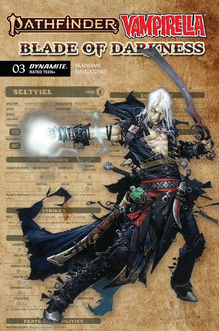 1026DE0679 PATHFINDER VAMPIRELLA BLADE OF DARKNESS #3 CVR C WAYNE REYNOLDS CHARACTER SHEET VAR